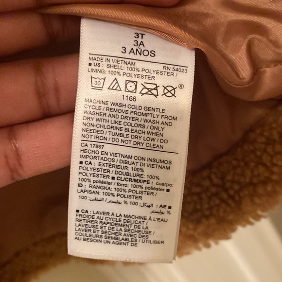 Coffee Sherpa coat teddy bear size 3 - Picture 5 of 5